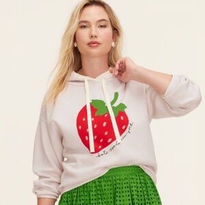 Kate Spade Pink Hoodie with Strawberry Graphic size medium